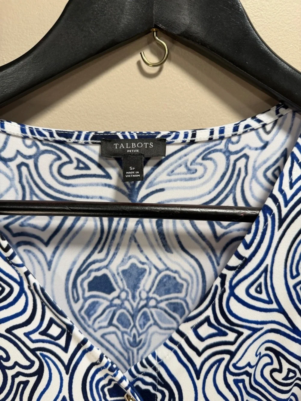 Talbots Navy & White Sleeveless Patterned Maxi Dress sp